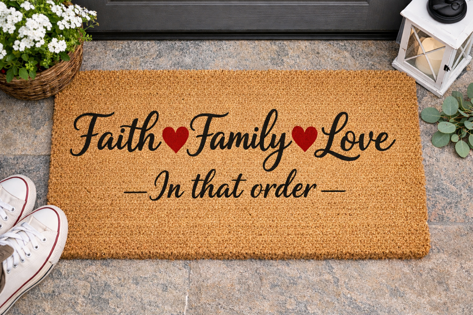 Faith, Family, Love (Version 2) Doormat