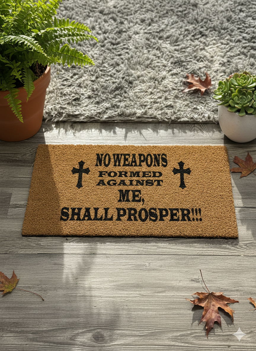 No Weapons Against Me Doormat (version 2)