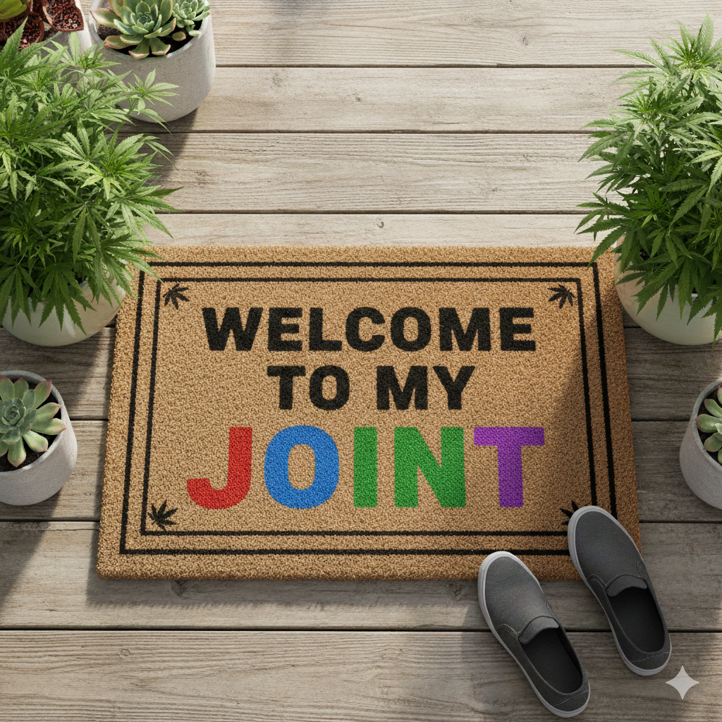Doormat with 'Welcome to my joint'